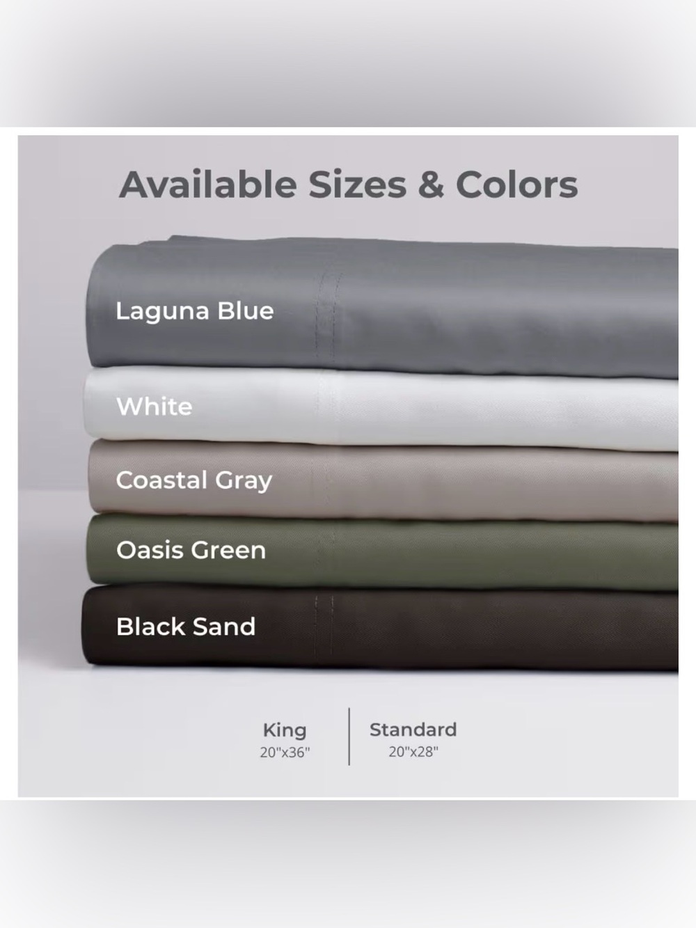 Cariloha Retreat 2-Piece Sateen Pillowcase Set Coastal Gray |King Breathable NWT - Picture 7 of 10